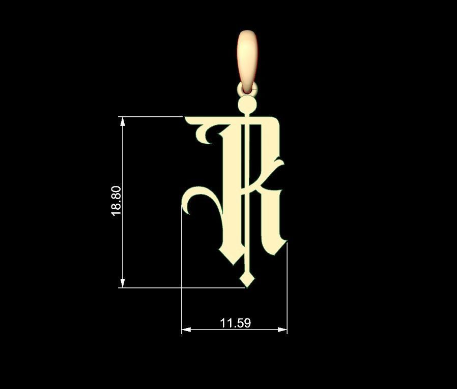 Initial Letters Pendant Winchester R 3D print model_4