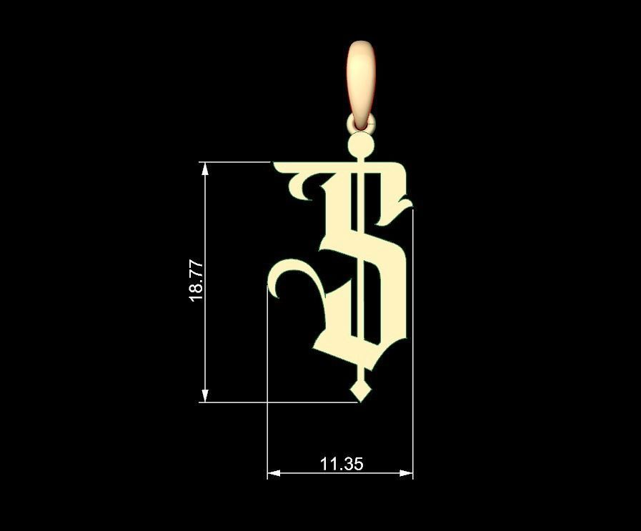 Initial Letters Pendant Winchester S 3D print model_4