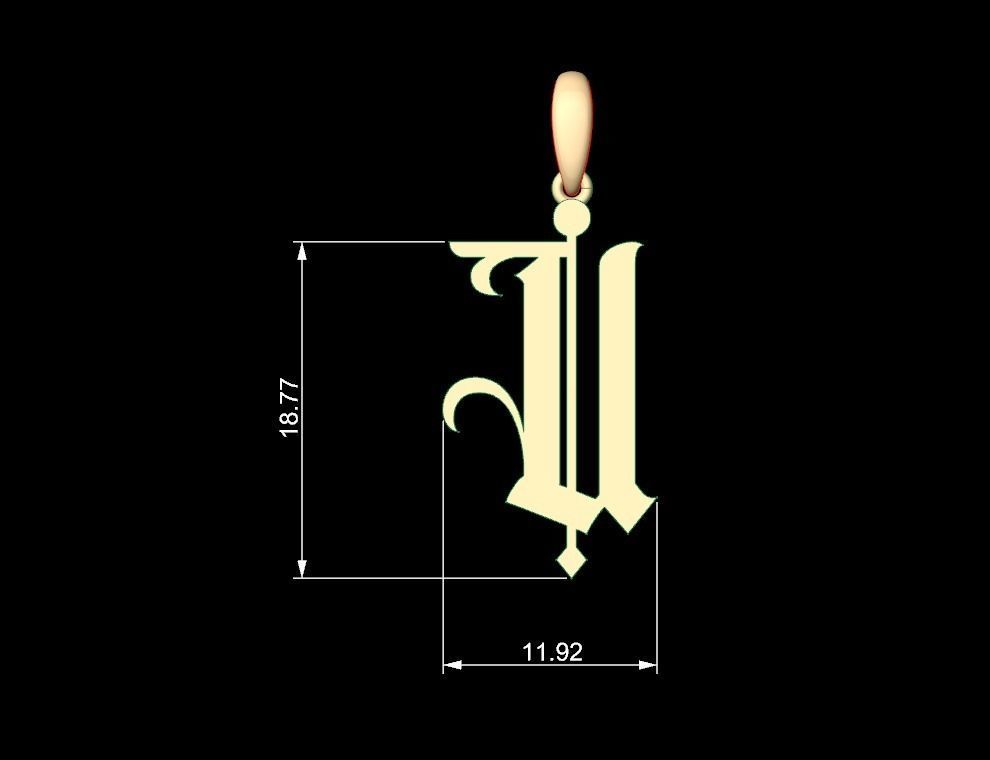 Initial Letters Pendant Winchester U 3D print model_4