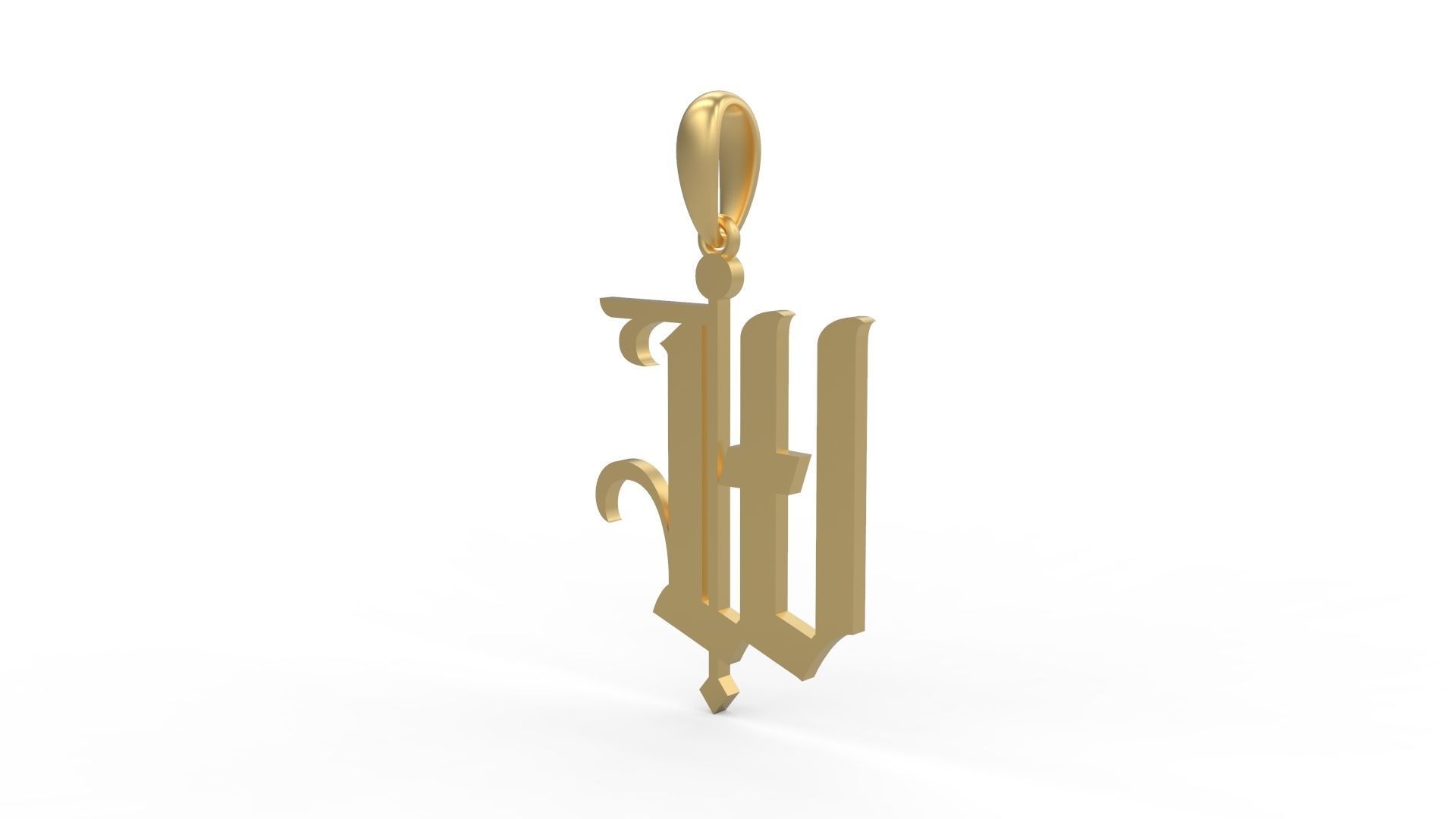 Initial Letters Pendant Winchester W 3D print model_1