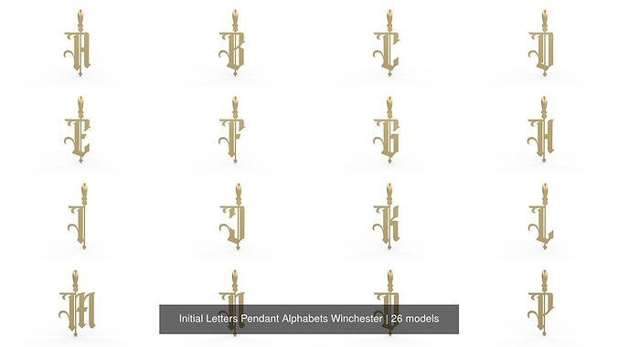 Initial Letters Pendant Alphabets Winchester 3D Model Collection