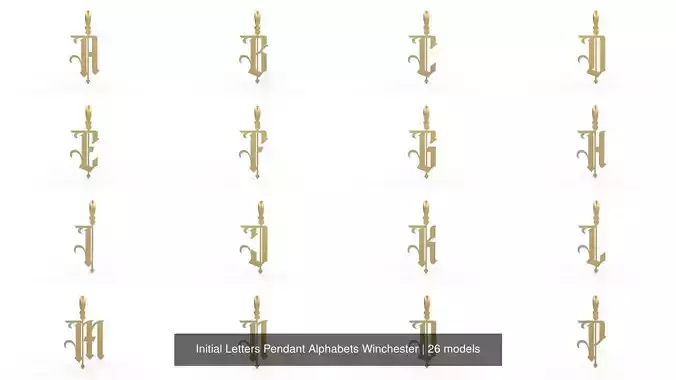 Initial Letters Pendant Alphabets Winchester 3D Model Collection