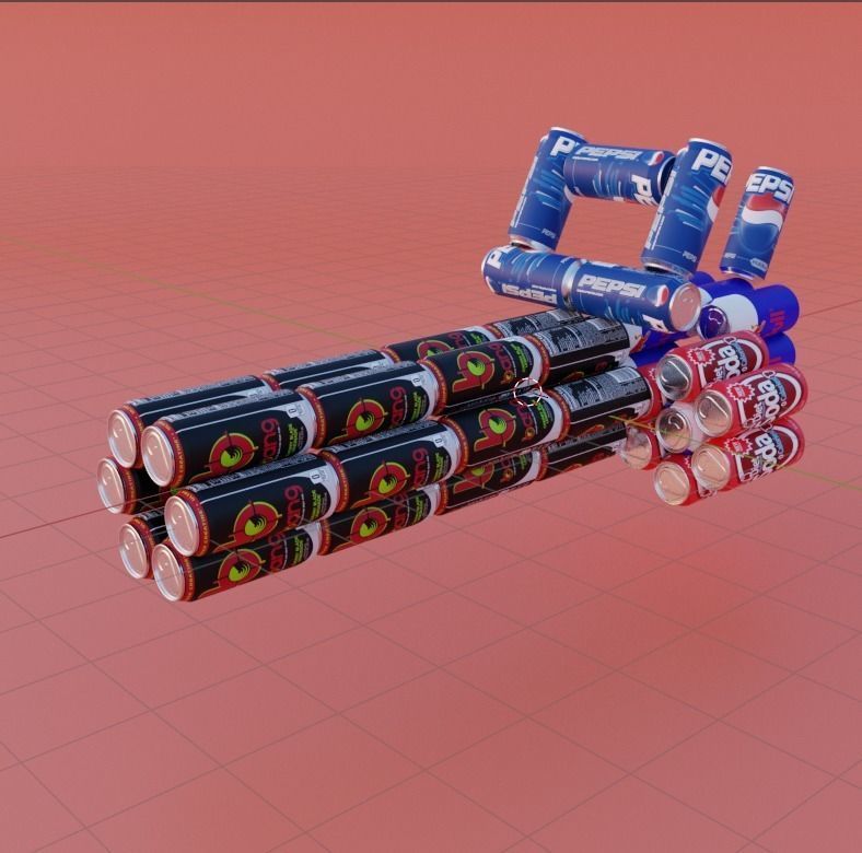 Four guns from cans 3D model_6