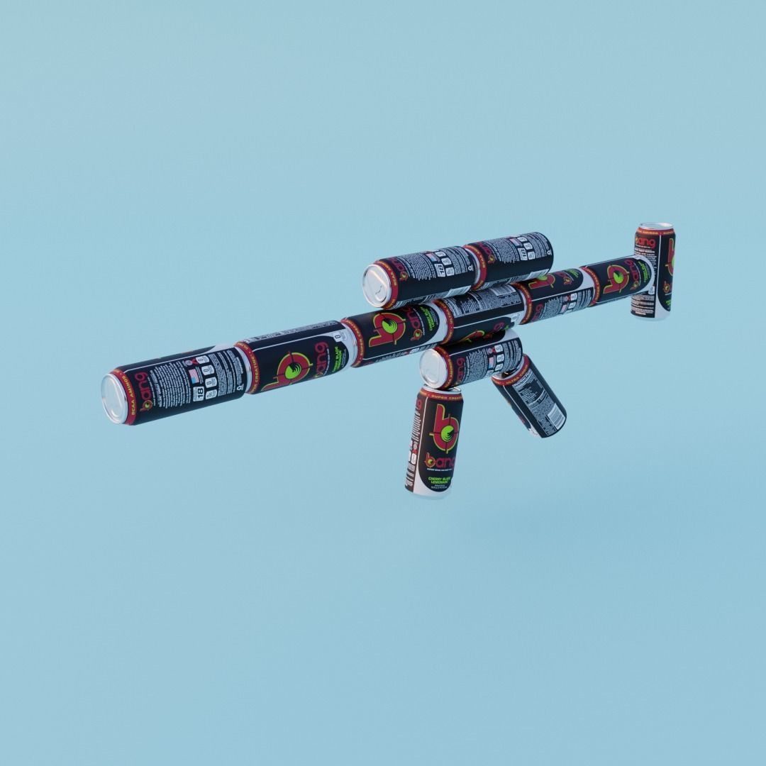 Four guns from cans 3D model_4