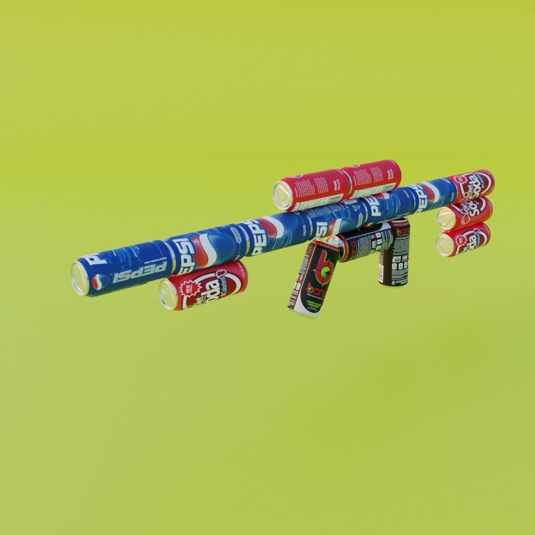 Four guns from cans 3D model_2