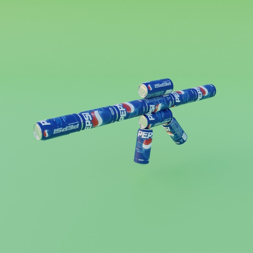 Four guns from cans 3D model_0