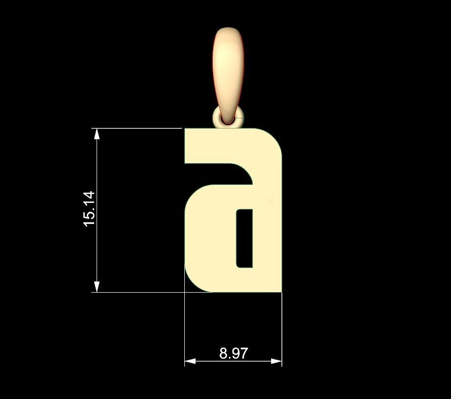Initial Letters Pendant Sanka A 3D print model_4