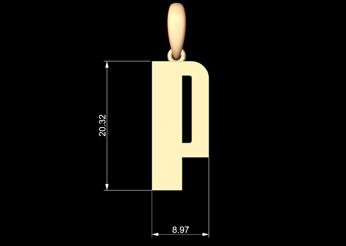 Initial Letters Pendant Sanka P 3D print model_4