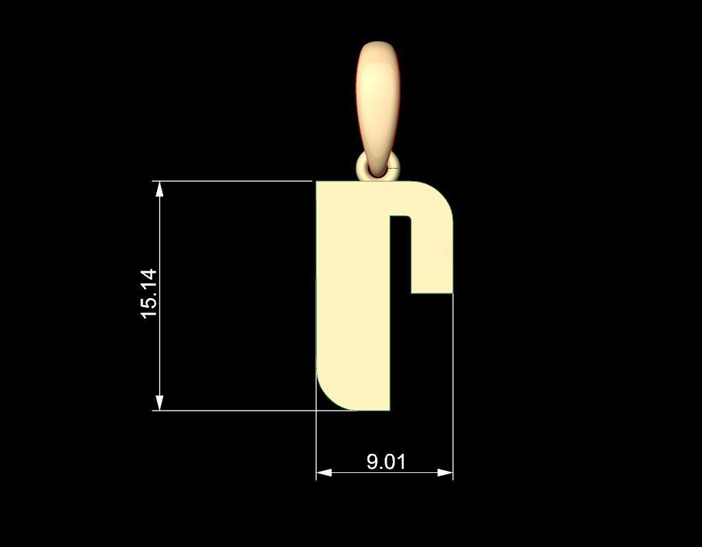 Initial Letters Pendant Sanka R 3D print model_4