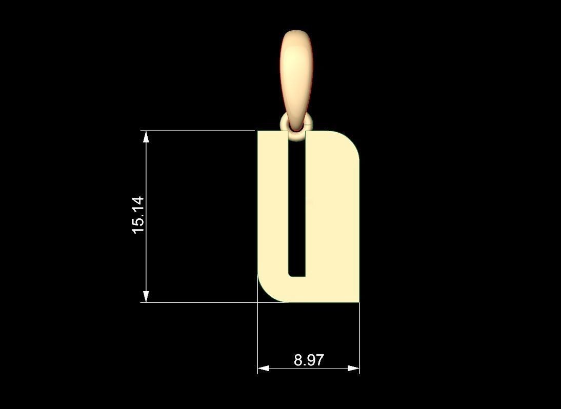 Initial Letters Pendant Sanka U 3D print model_4