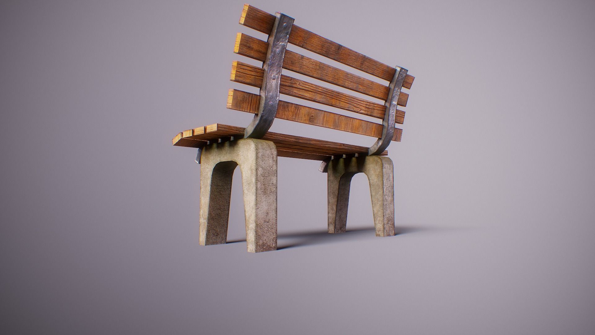 Simple PBR Park Bench Free low-poly 3D model_8