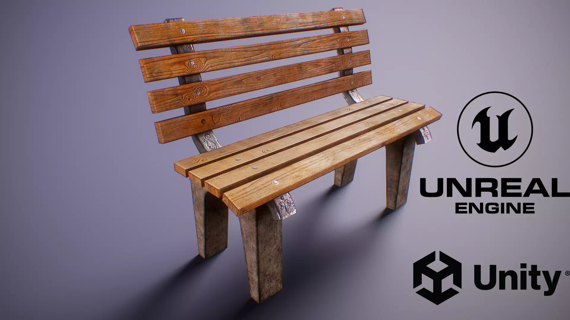 Simple PBR Park Bench Free low-poly 3D model_0