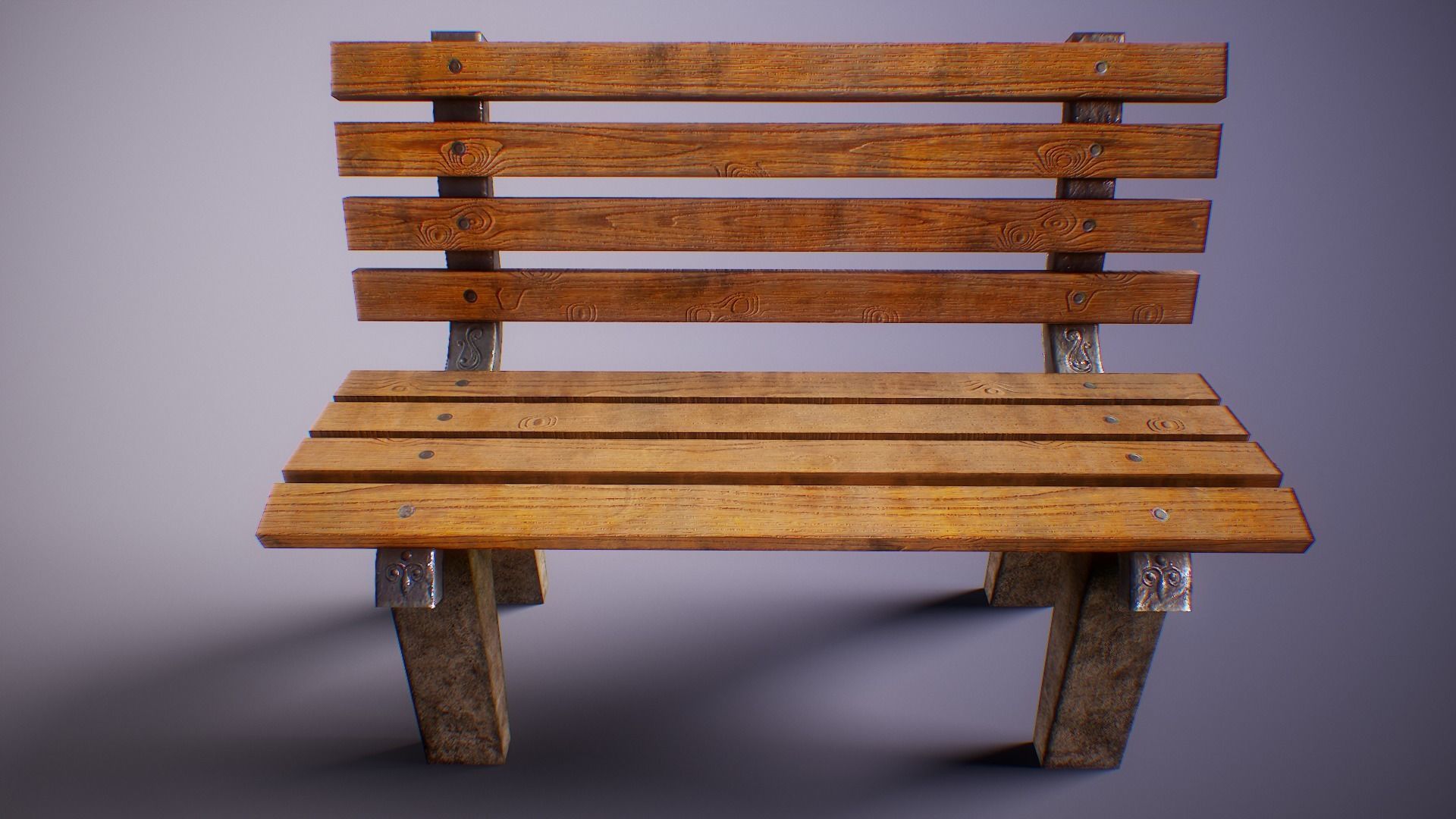 Simple PBR Park Bench Free low-poly 3D model_6