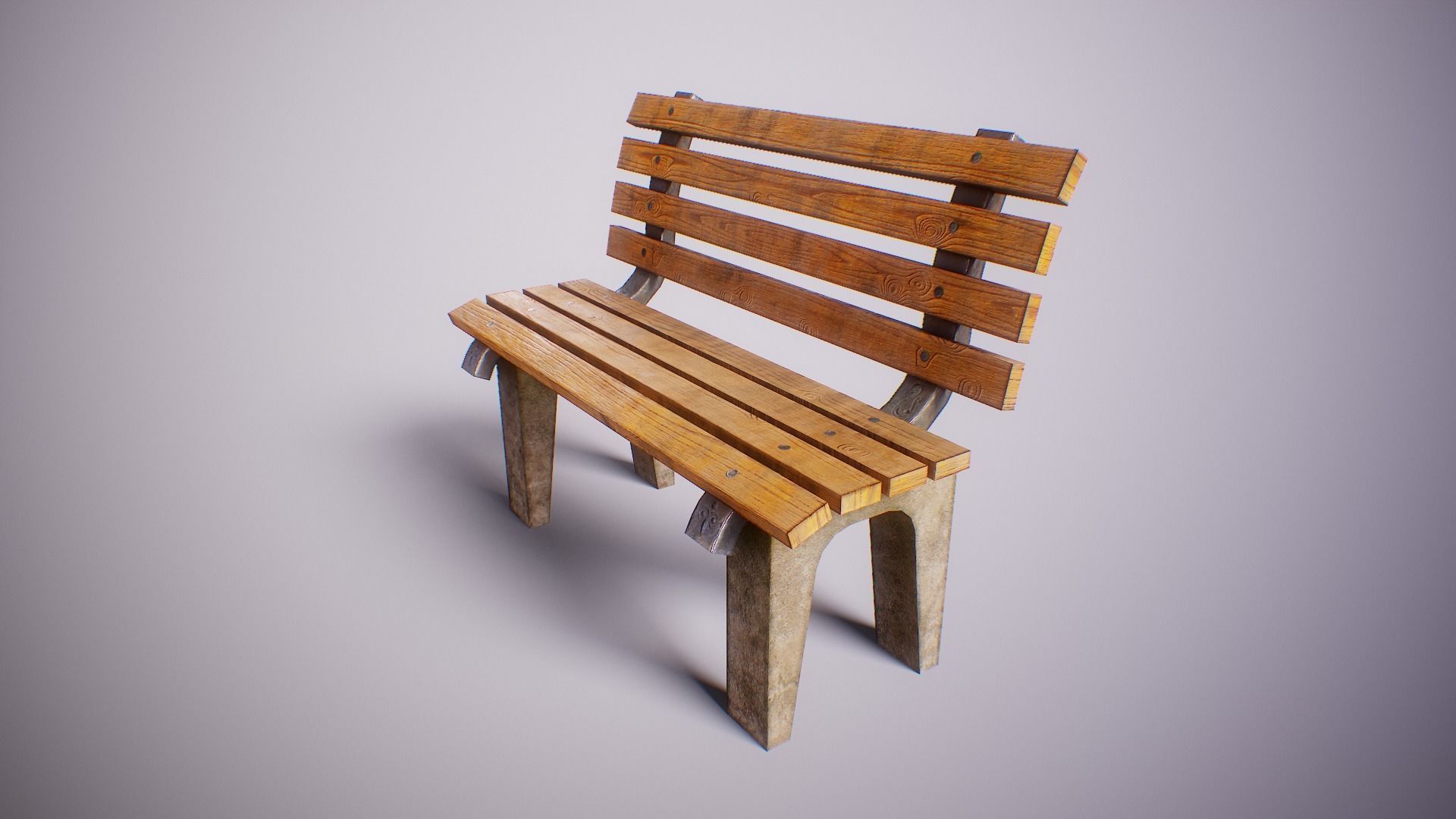 Simple PBR Park Bench Free low-poly 3D model_2