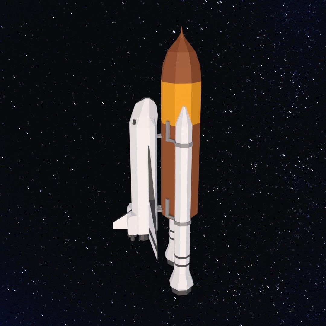 Space shuttle Low-poly 3D model_7