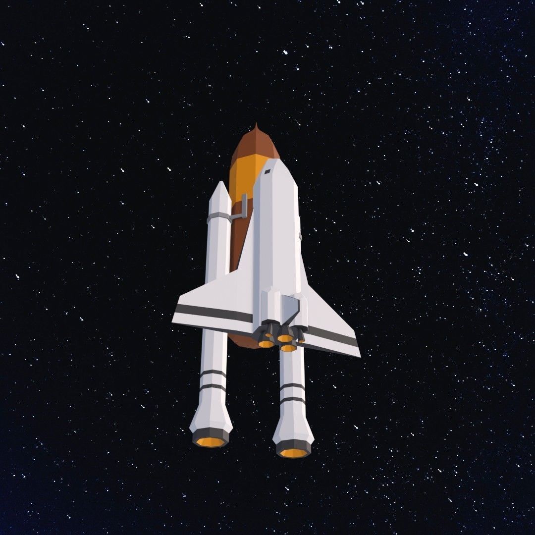 Space shuttle Low-poly 3D model_1