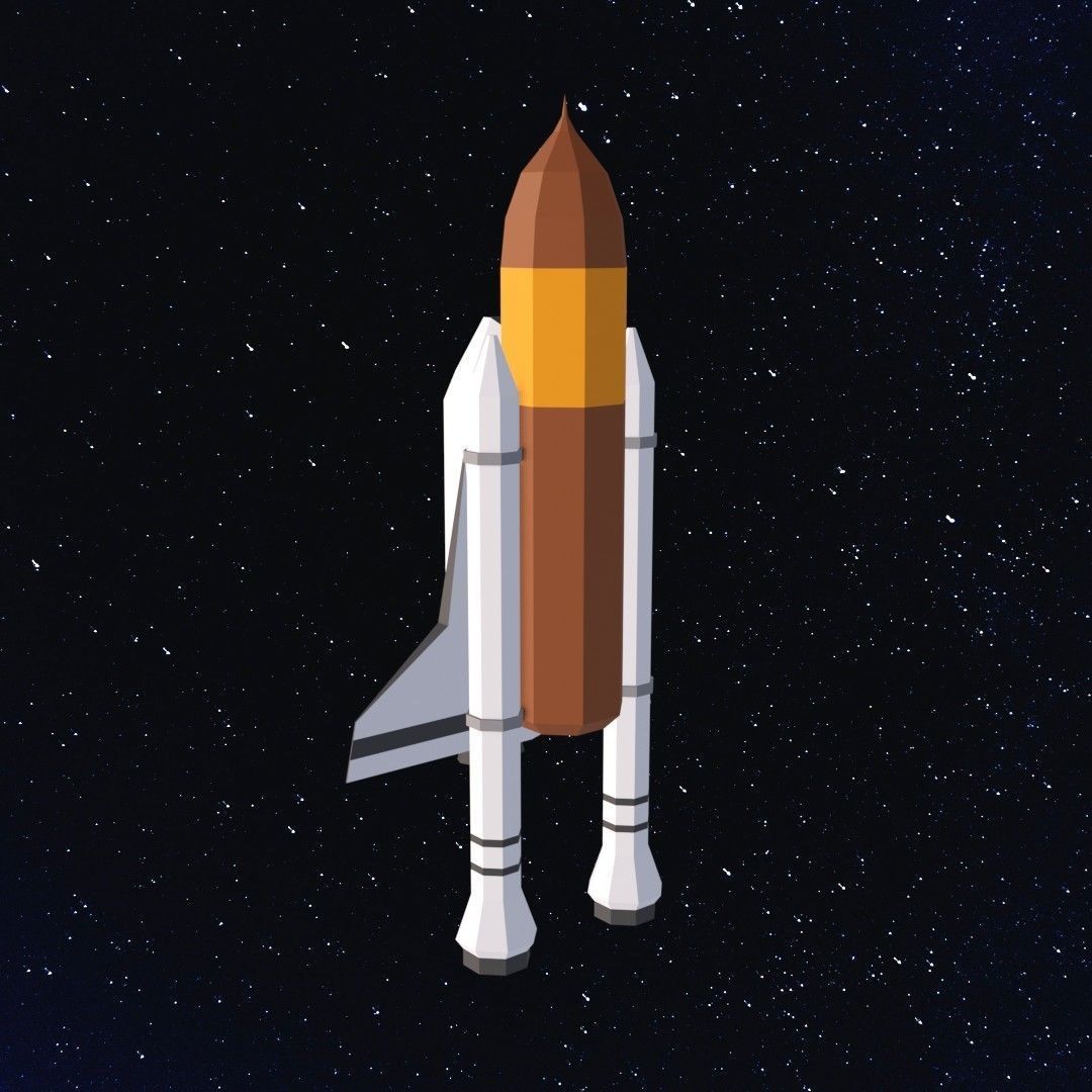 Space shuttle Low-poly 3D model_5