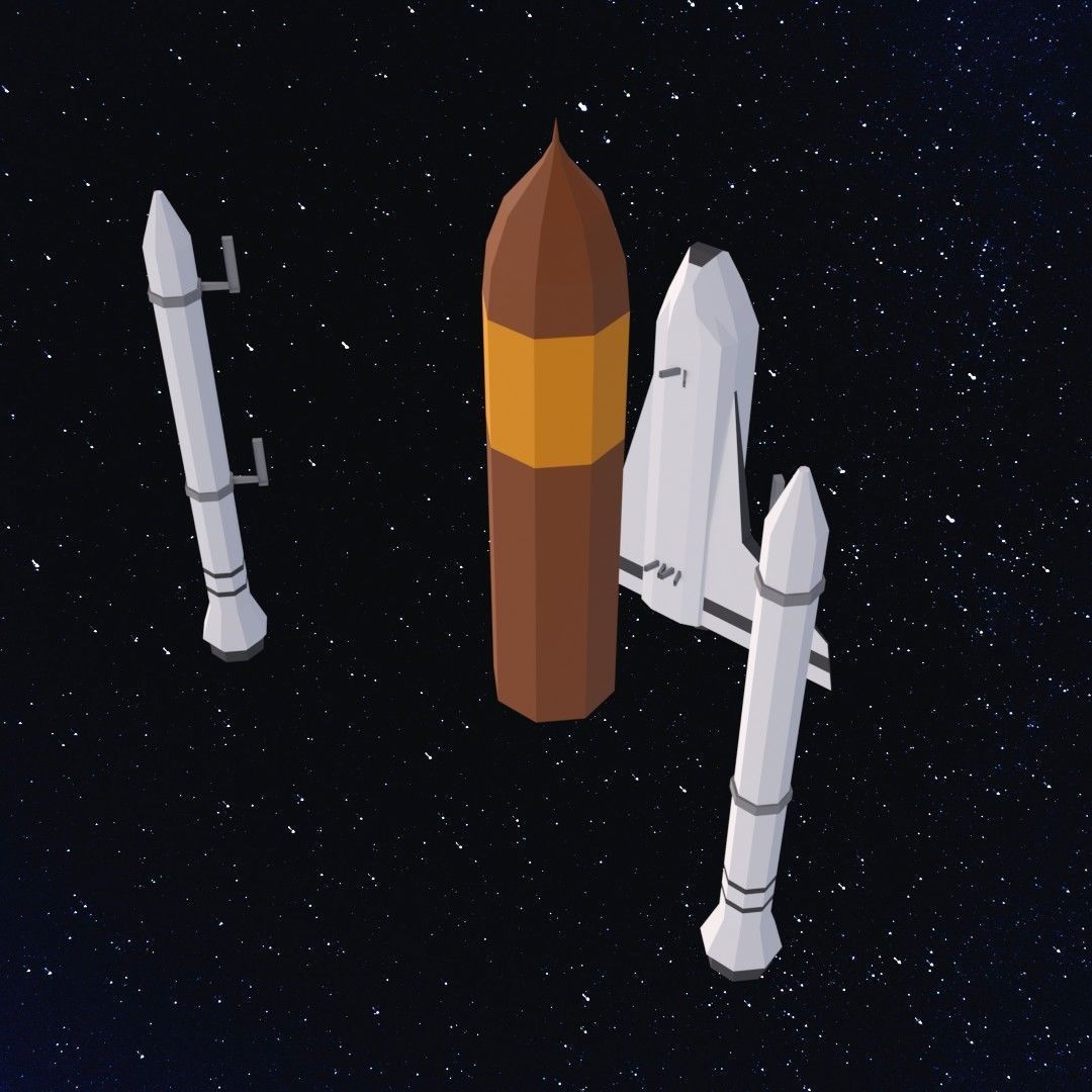 Space shuttle Low-poly 3D model_9