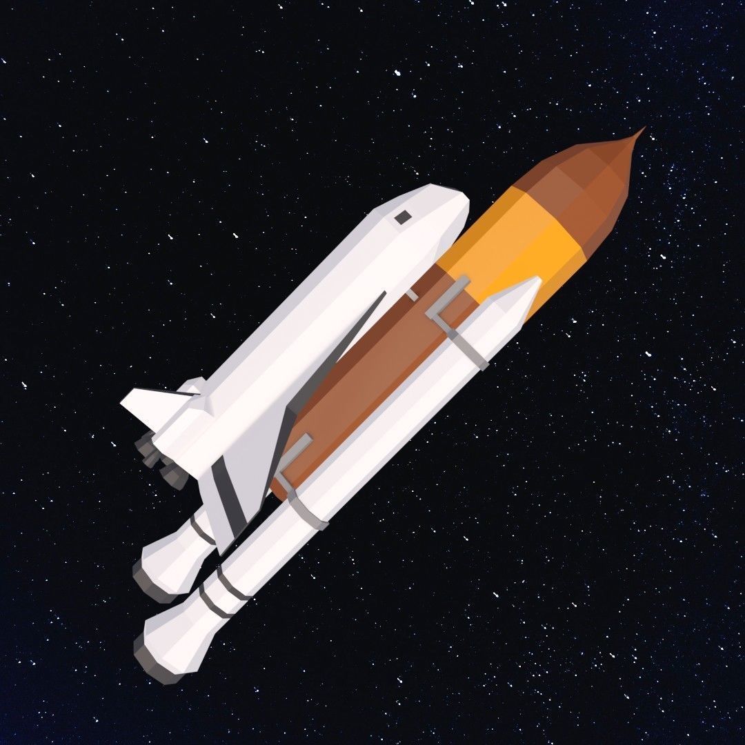 Space shuttle Low-poly 3D model_2