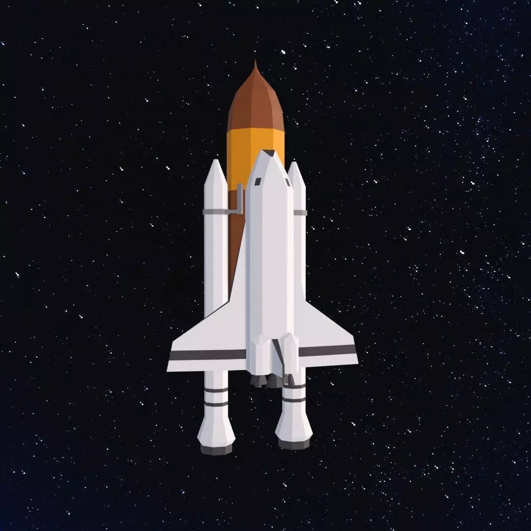 Space shuttle Low-poly 3D model_0