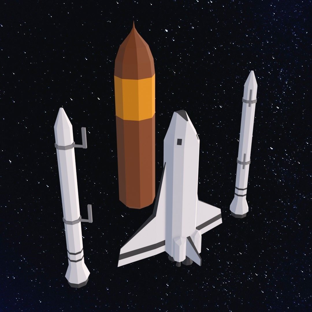 Space shuttle Low-poly 3D model_8