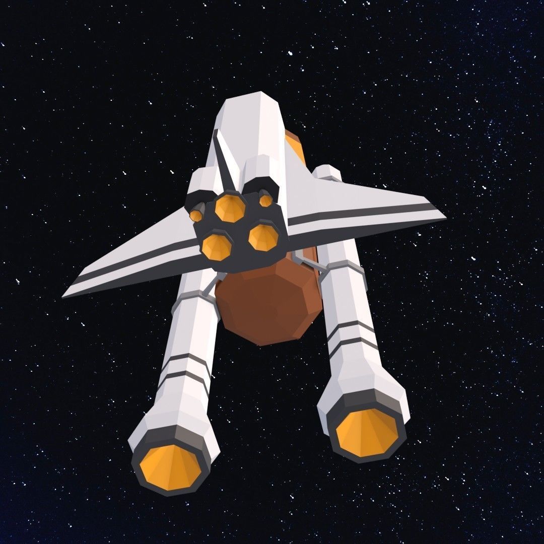Space shuttle Low-poly 3D model_3