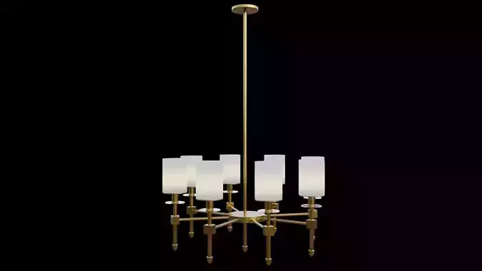 chandelier brass with glass shades Low-poly 3D model