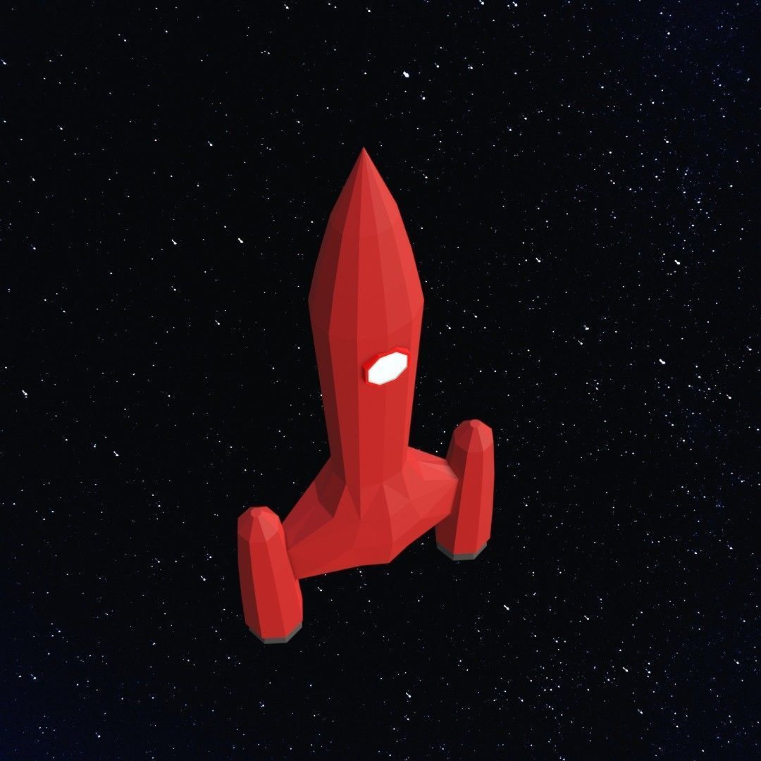 Space rocket Low-poly 3D model_1