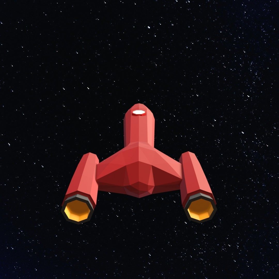 Space rocket Low-poly 3D model_3