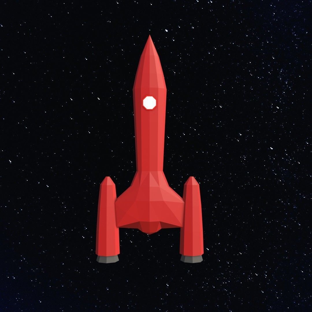 Space rocket Low-poly 3D model_2