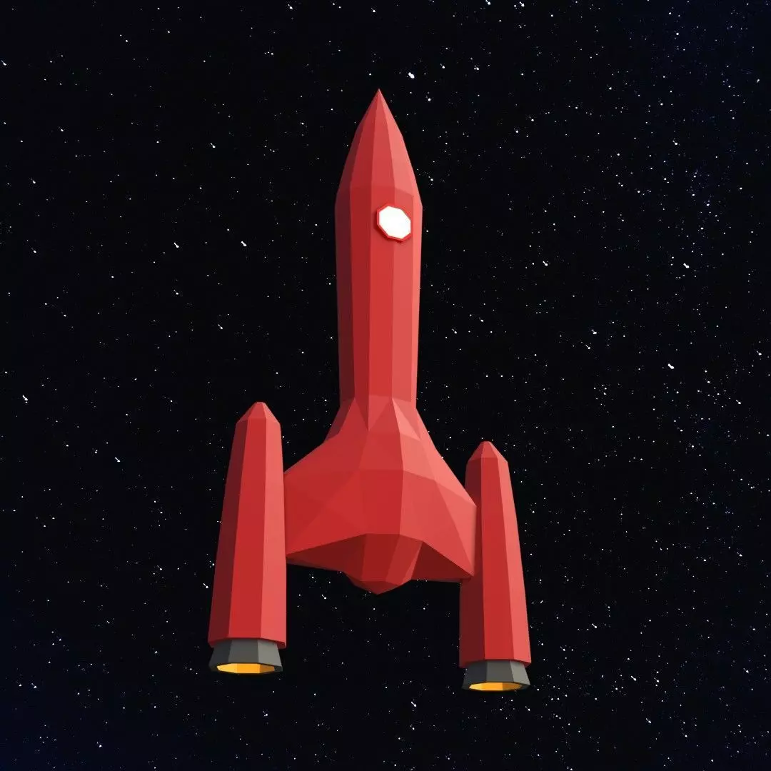 Space rocket Low-poly 3D model_0