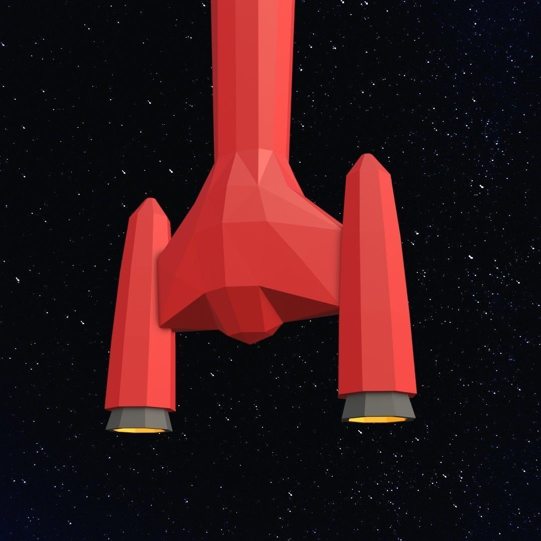 Space rocket Low-poly 3D model_6