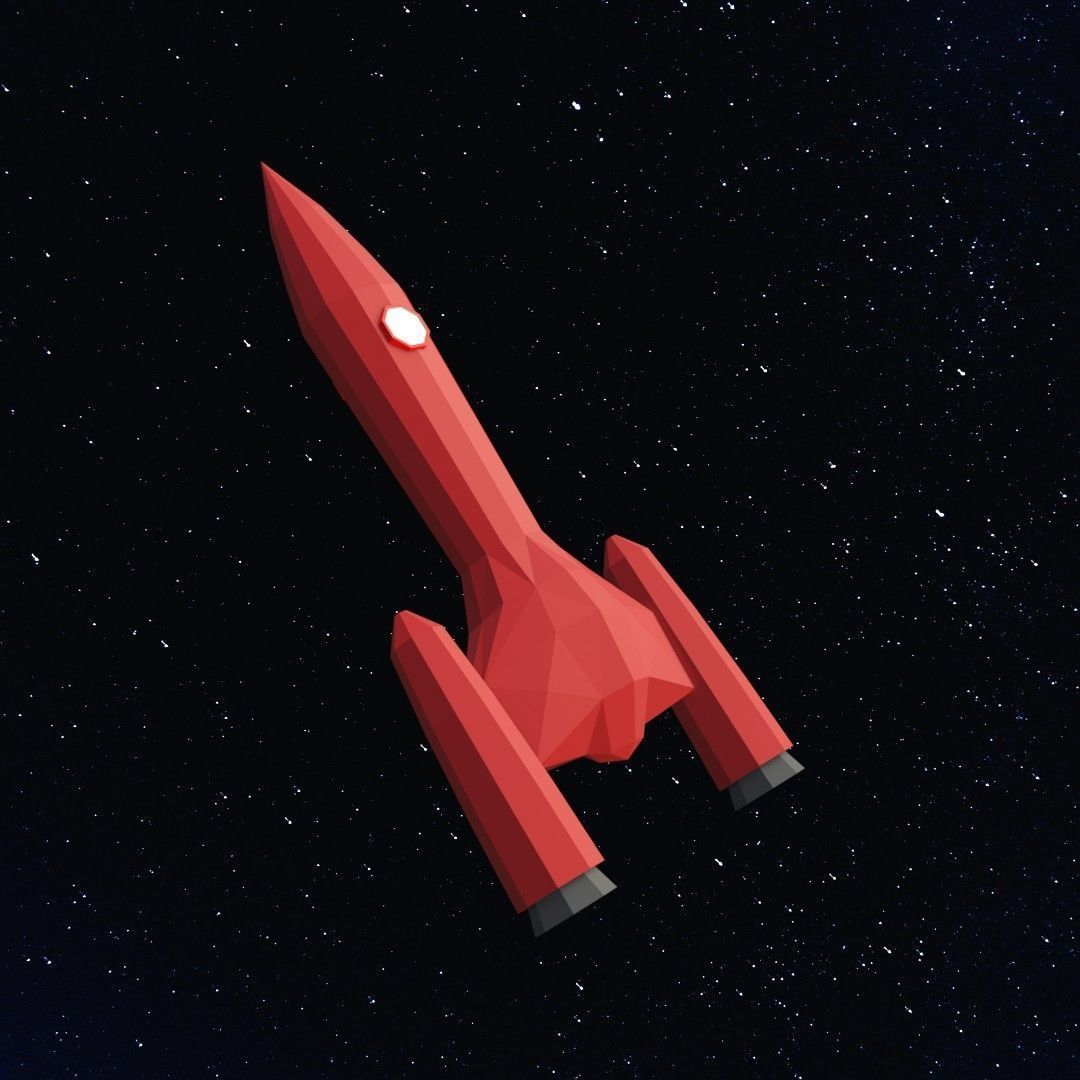 Space rocket Low-poly 3D model_10