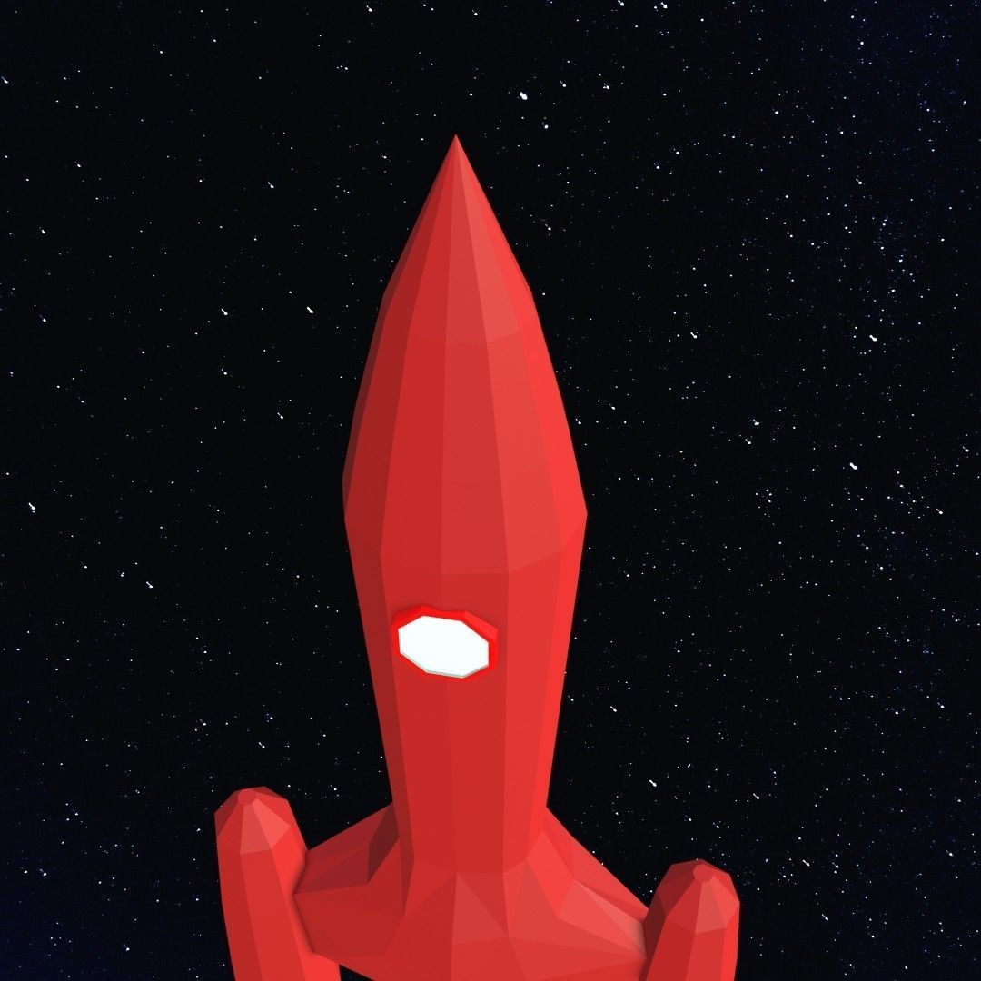 Space rocket Low-poly 3D model_5