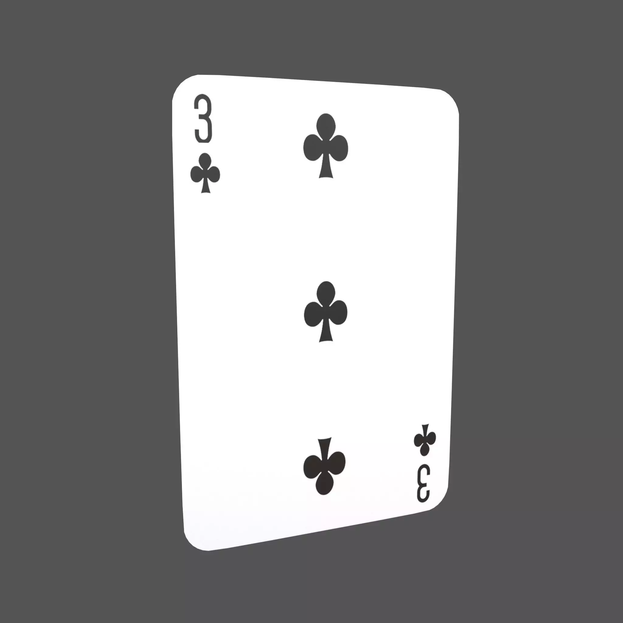 Poker Cards Clubs 3 V1 001 Low-poly 3D model_0