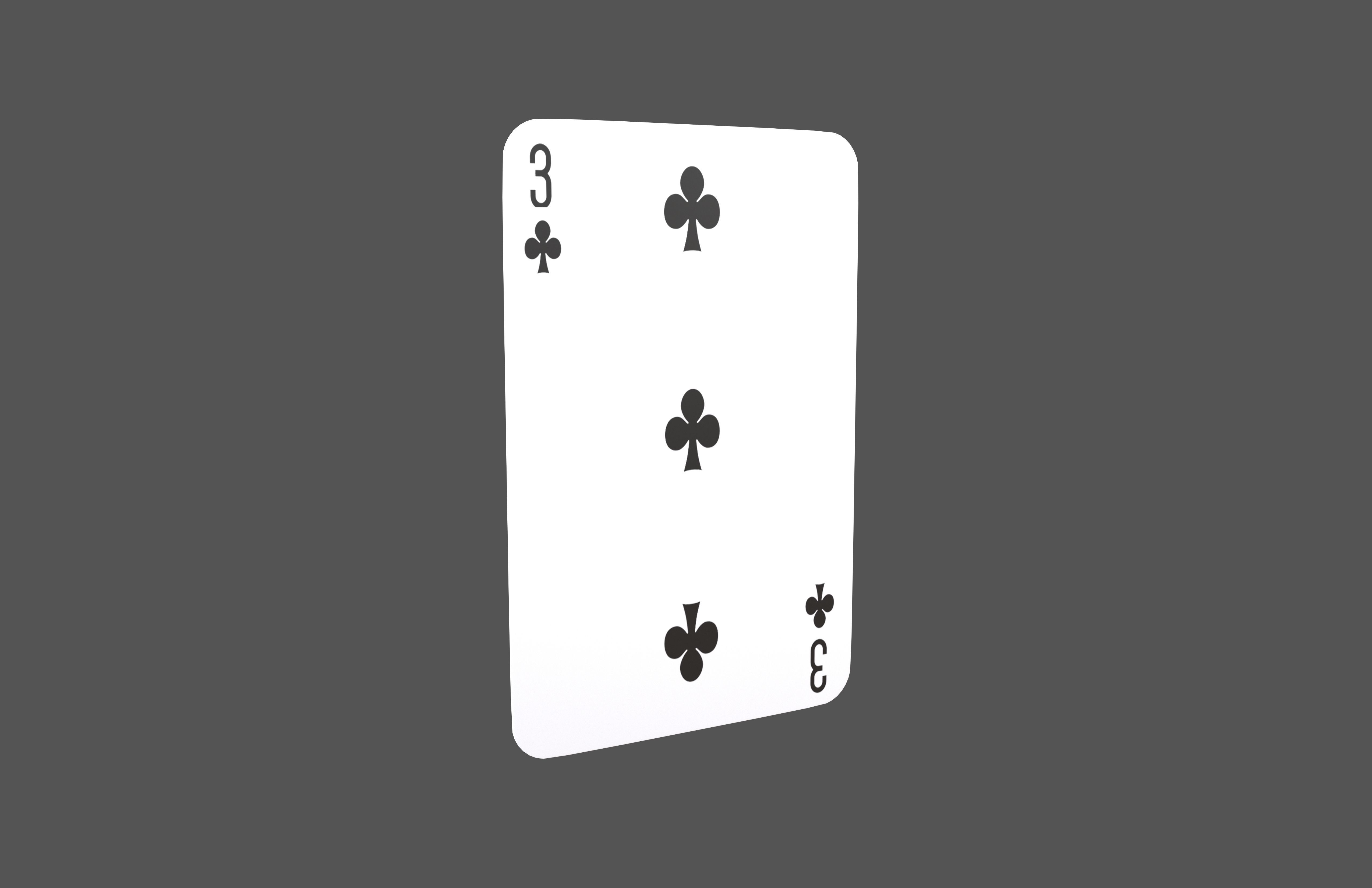 Poker Cards Clubs 3 V1 001 Low-poly 3D model_1