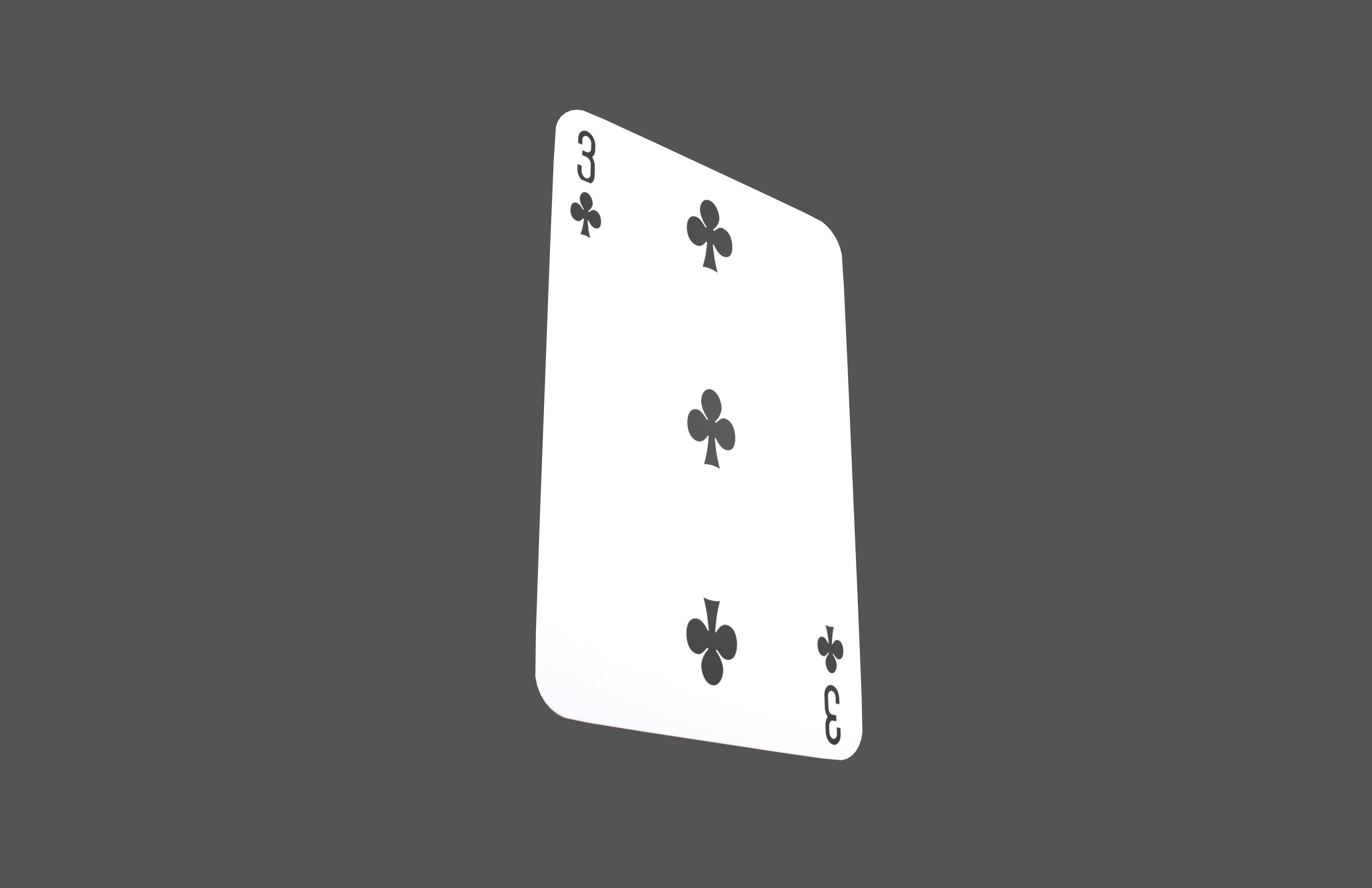 Poker Cards Clubs 3 V1 001 Low-poly 3D model_3