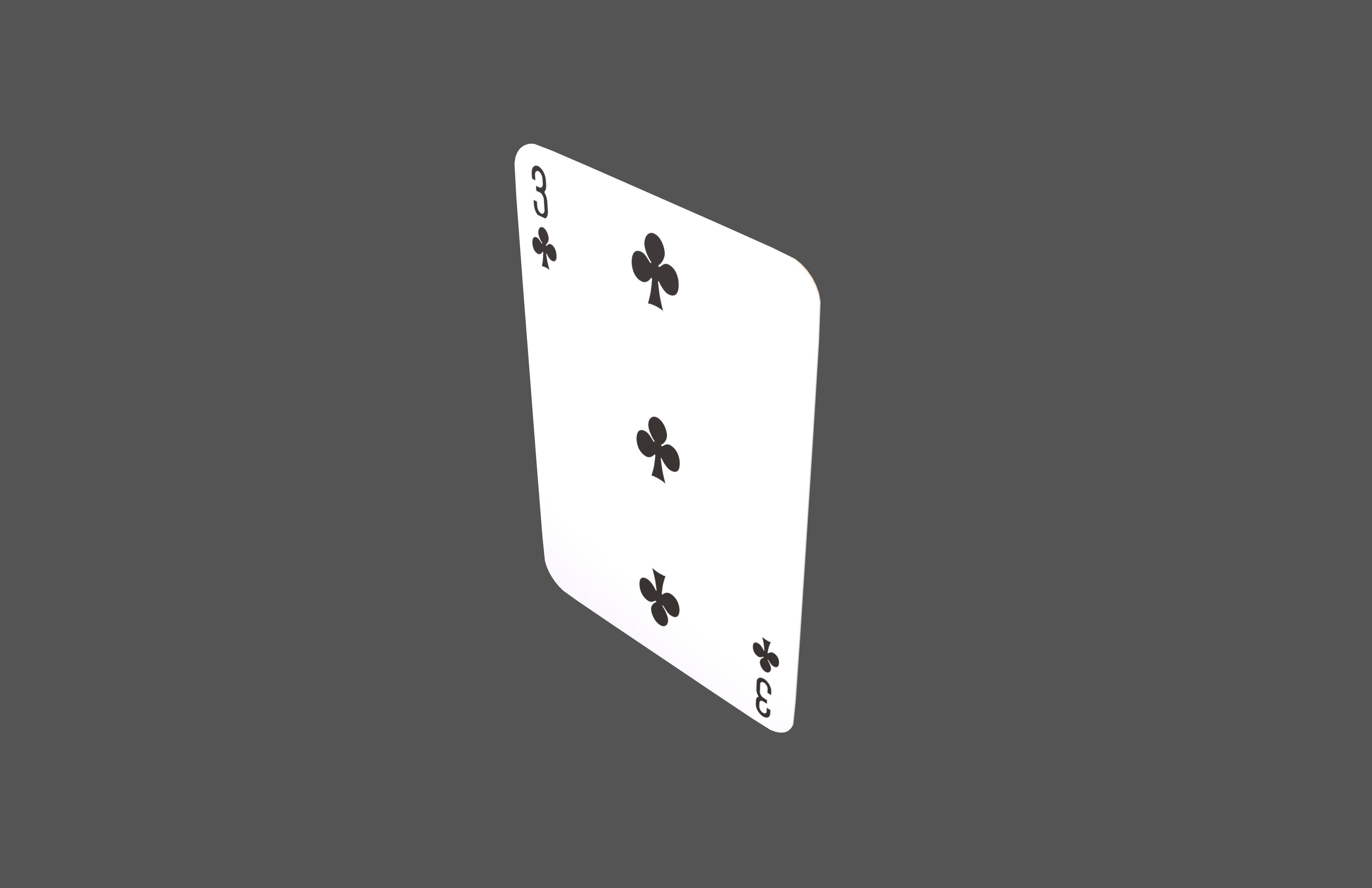 Poker Cards Clubs 3 V1 001 Low-poly 3D model_2