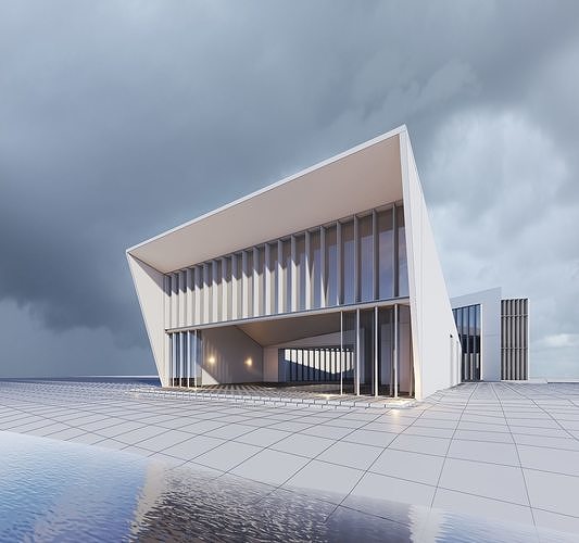 Modern Lake House 3D model 2