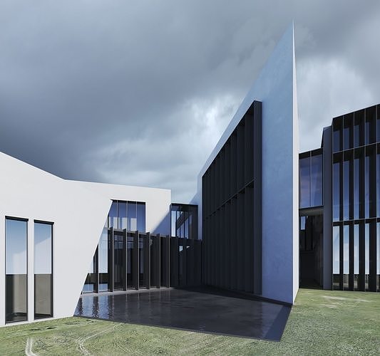 Modern Lake House 3D model 4