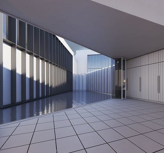 Modern Lake House 3D model 7
