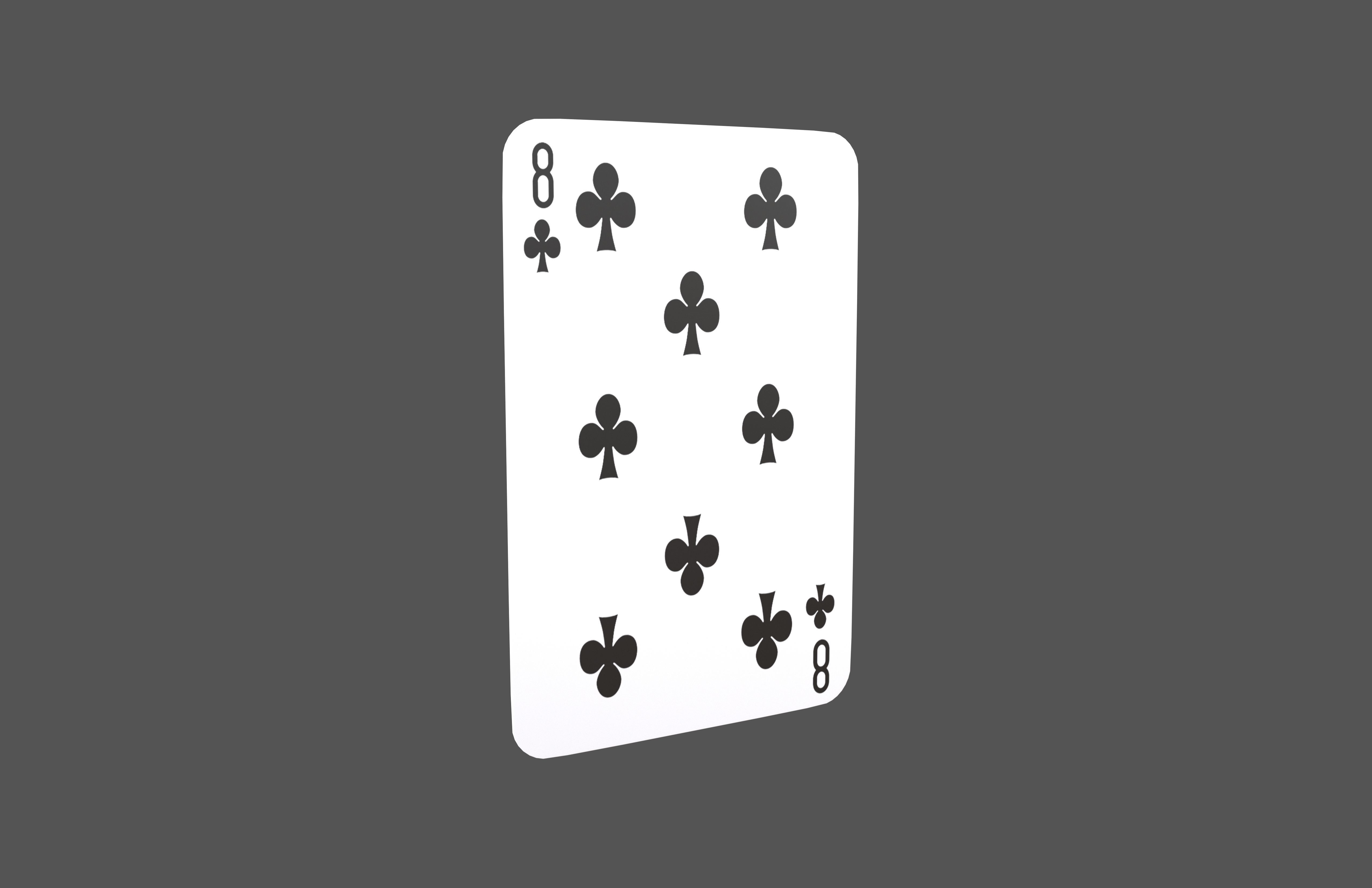 Poker Cards Clubs 8 V1 001 Low-poly 3D model_1
