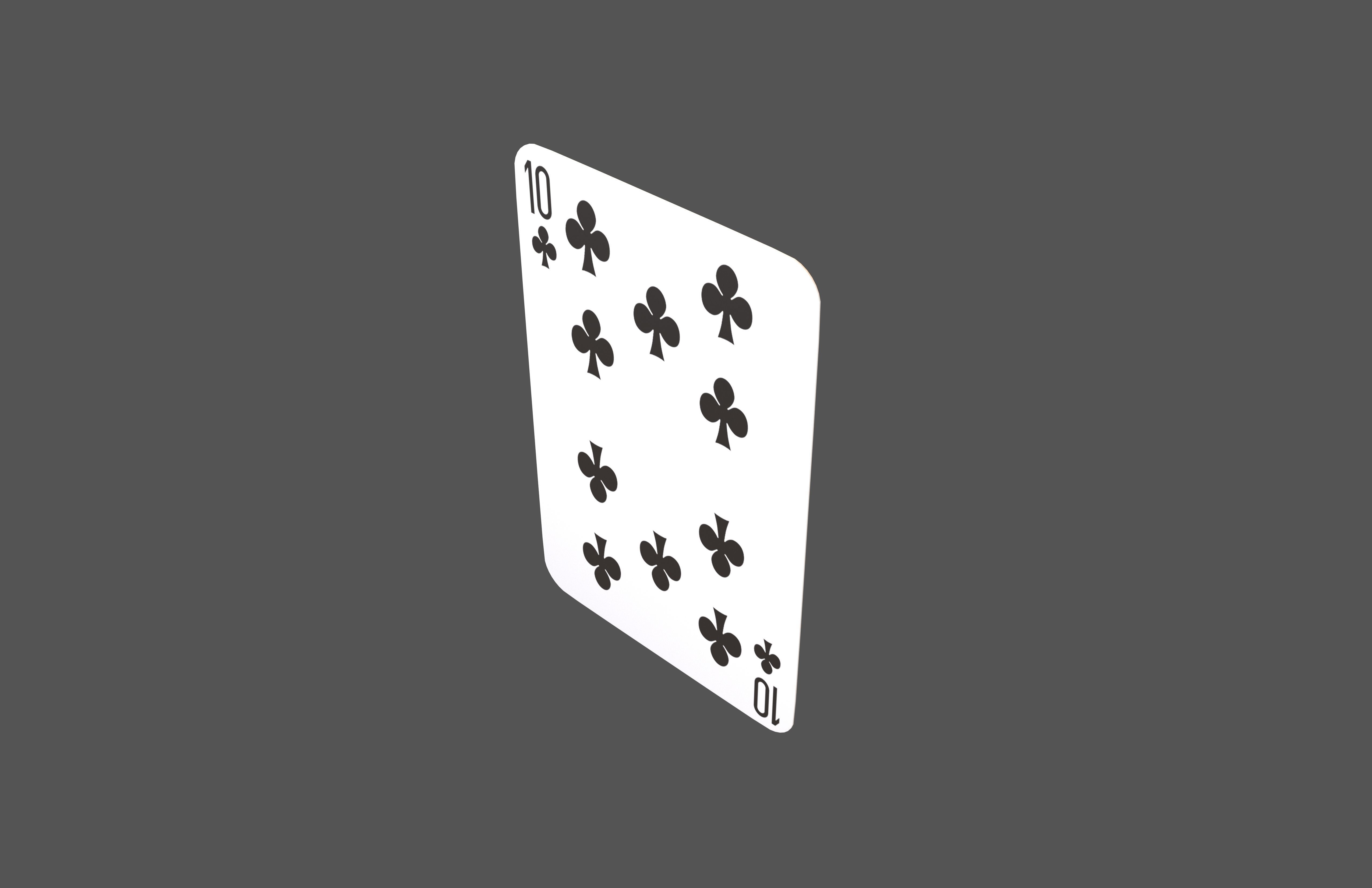 Poker Cards Clubs 10 V1 001 Low-poly 3D model_2