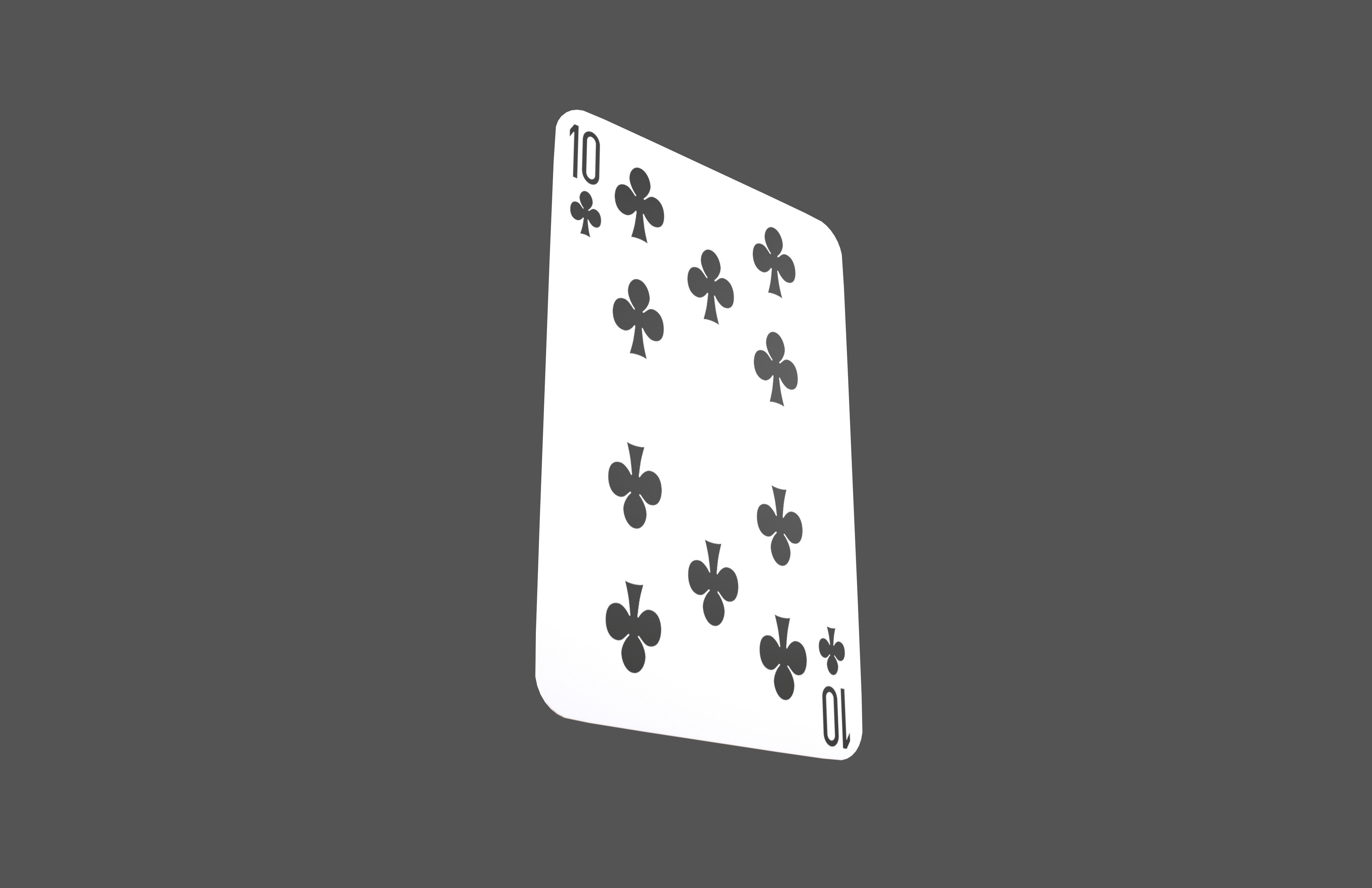 Poker Cards Clubs 10 V1 001 Low-poly 3D model_3