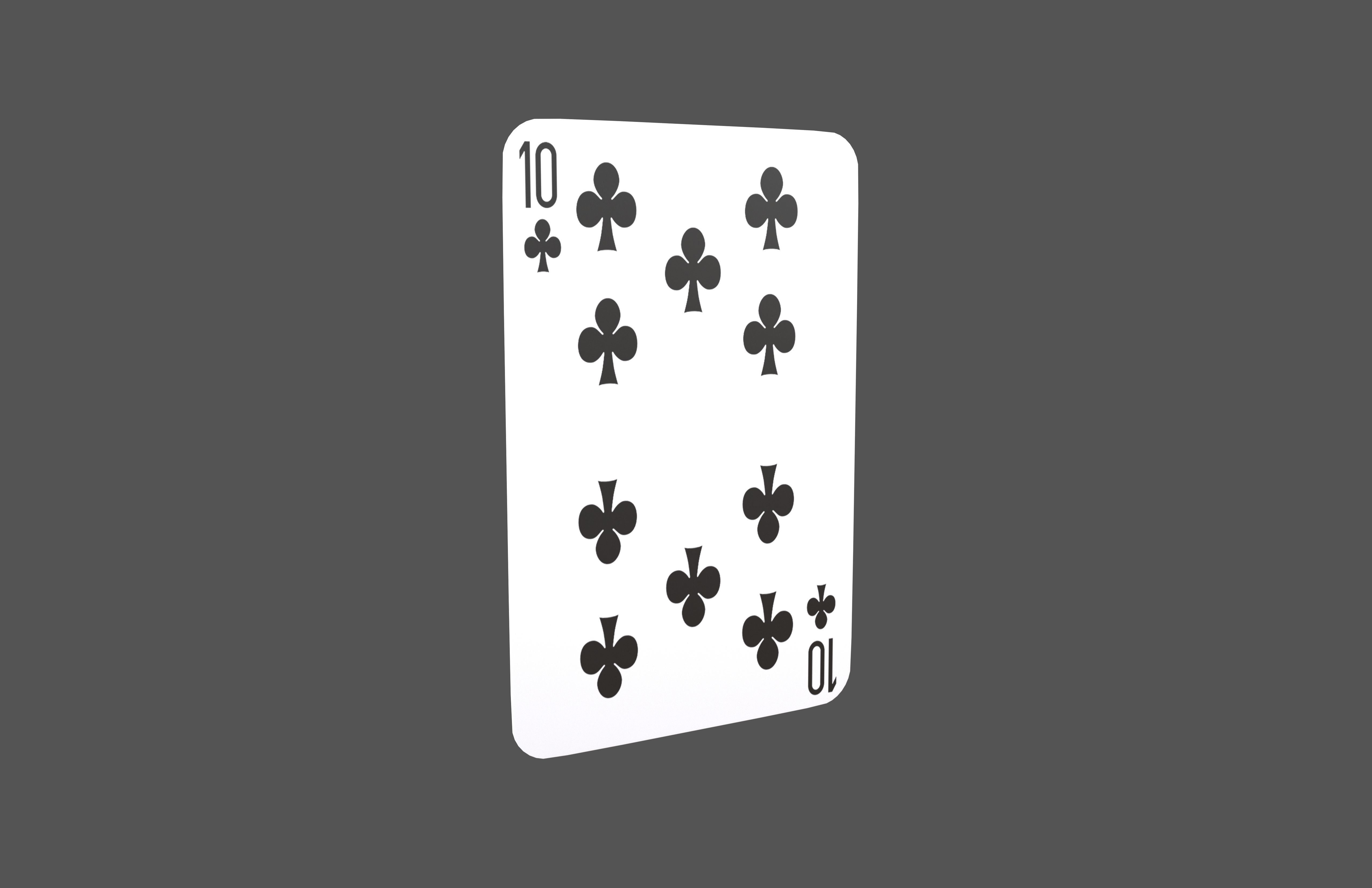 Poker Cards Clubs 10 V1 001 Low-poly 3D model_1