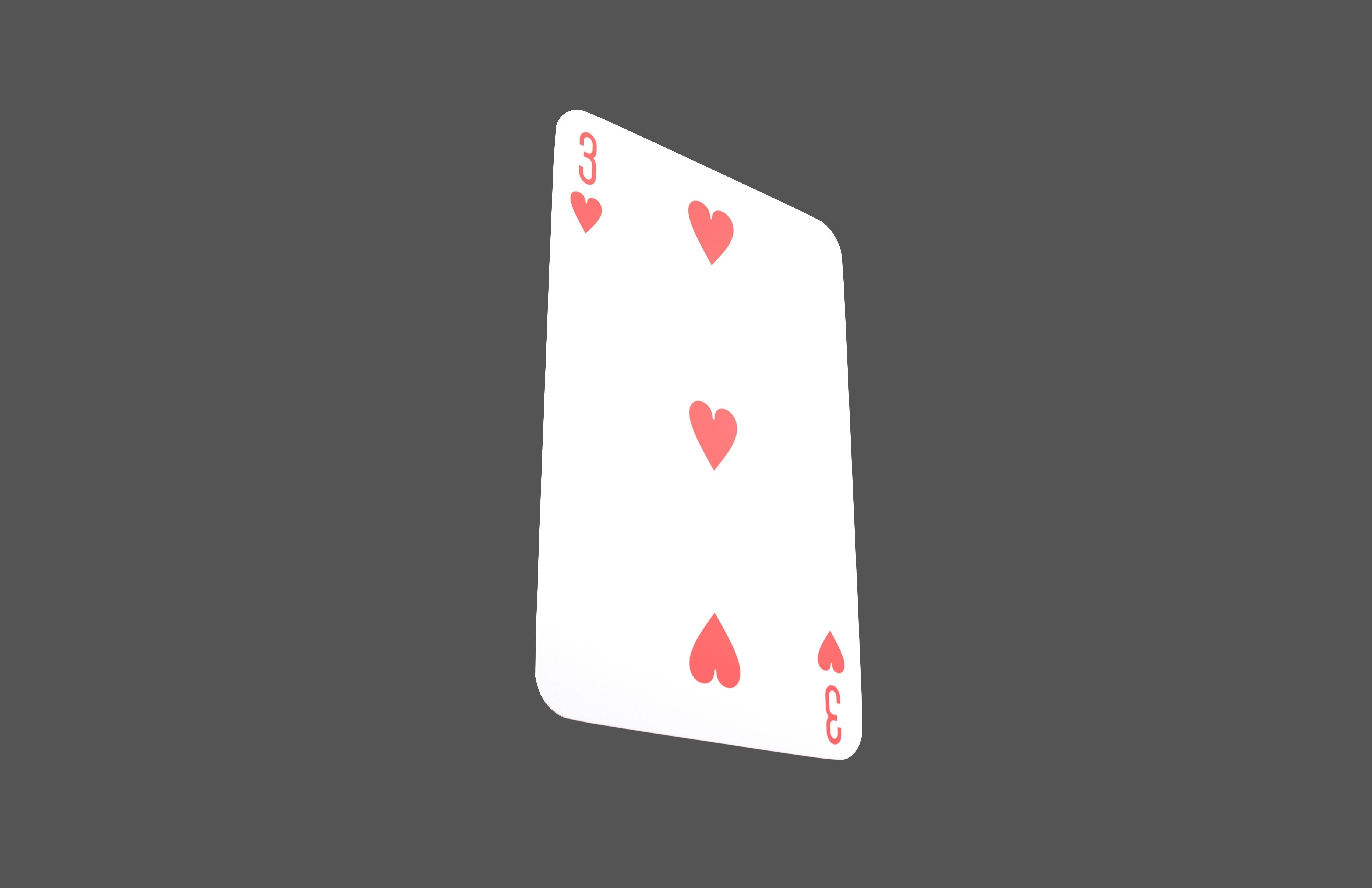 Poker Cards Heart 3 V1 001 Low-poly 3D model_3