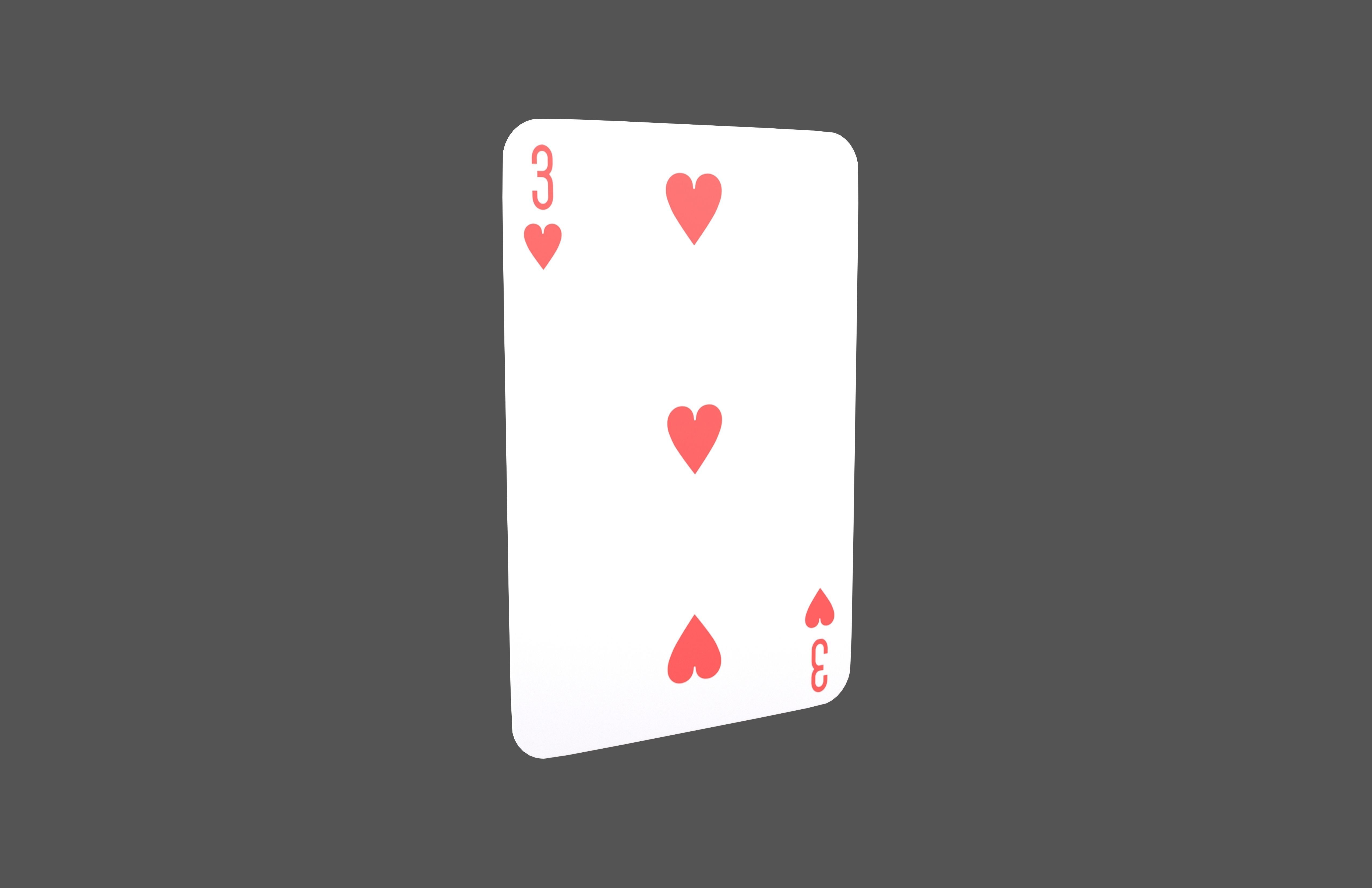 Poker Cards Heart 3 V1 001 Low-poly 3D model_1