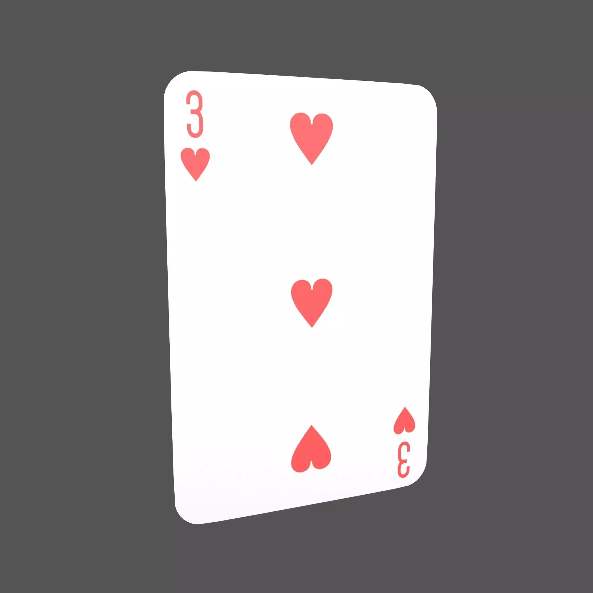 Poker Cards Heart 3 V1 001 Low-poly 3D model_0