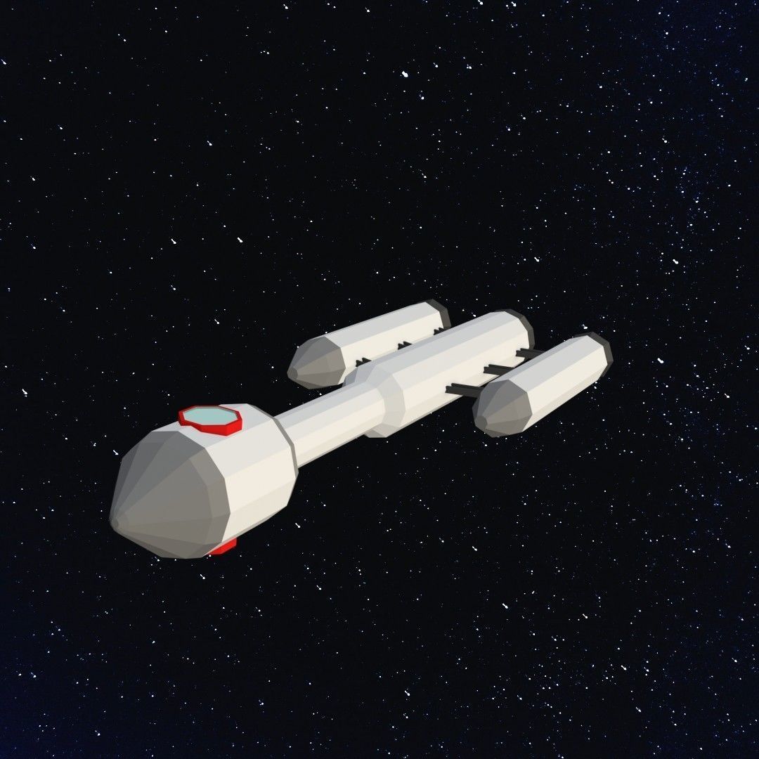 Space rocket Low-poly 3D model_1