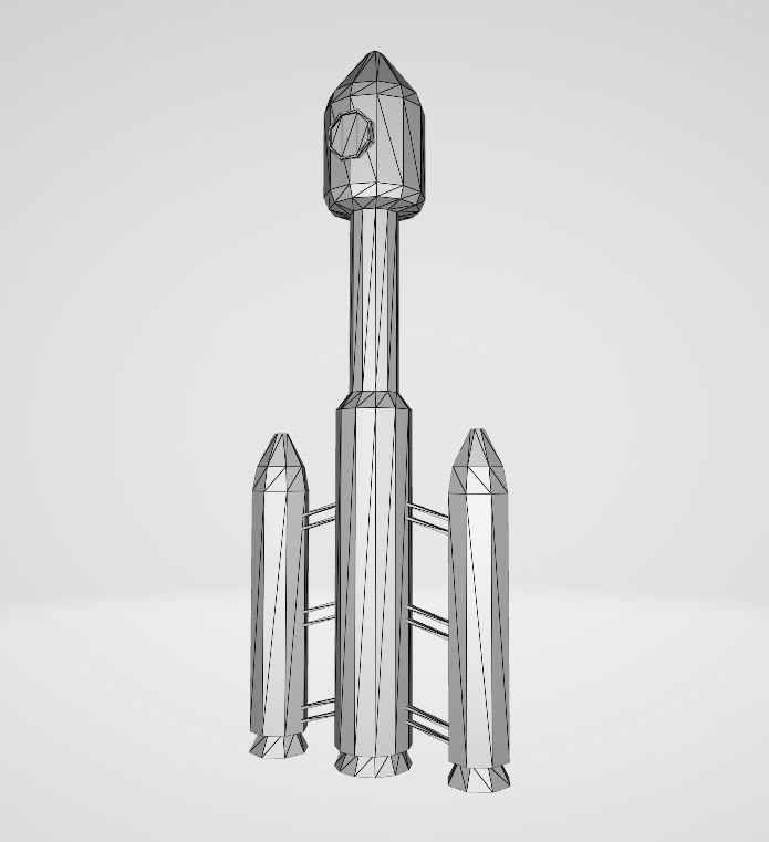 Space rocket Low-poly 3D model_13